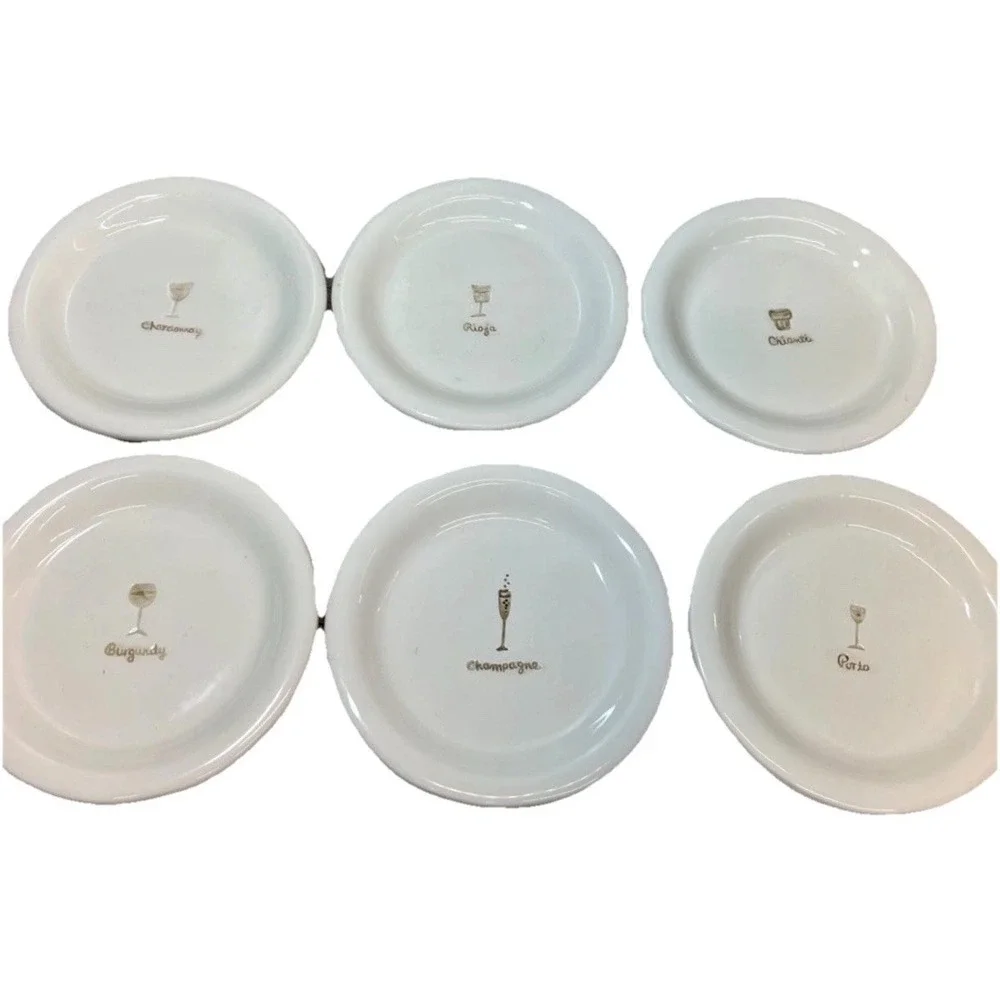 Williams Sonoma Wine Series‎ Appetizer Plates Set of 6 w/ Box Cheese Charcuterie